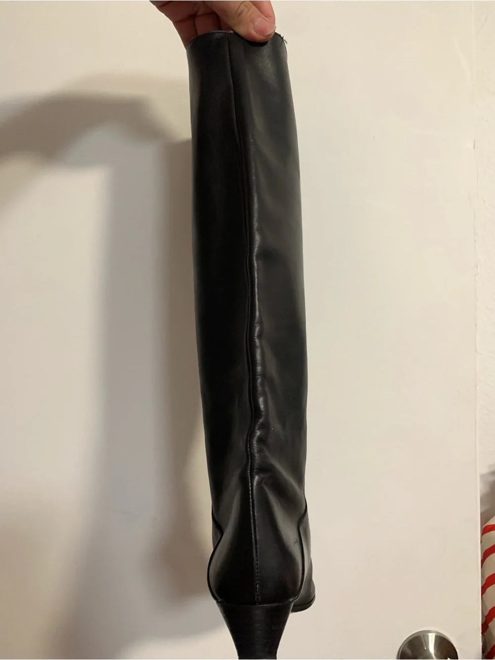 Made in Italy! Size 7 1/2 Classic Black Leather Knee-High Women's Boots